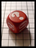 Dice : Dice - Game Dice - Unknown Large Wooden Red with Question Mark - Trade MN Jan 2010